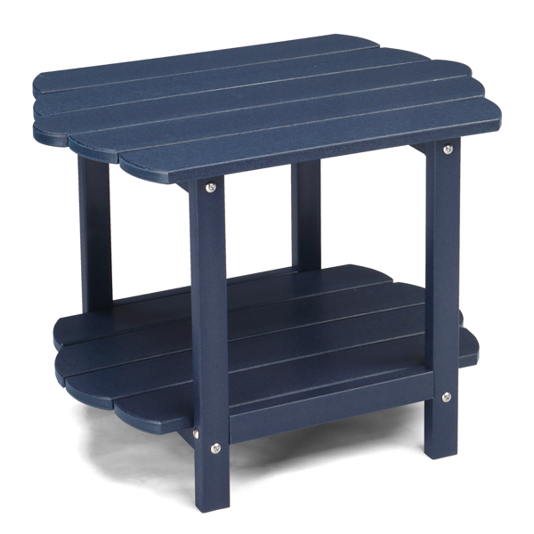 2-Tier Outdoor Side Table, HDPE Adirondack Table Patio Side Table, Weather Resistant End Table Small Outdoor Table, Navy Blue