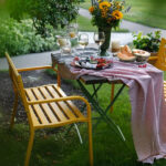 47in PVC Mesh Backrest Iron Bench Yellow - Image 9