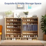 (Do Not Sale on Amazon) 2 Cabinet Doors with Top Enclosure and 1 Row of Shelves for Shoe Cabinets Melamine Board + MDF Conical Leg Grille Shoe Cabinet 31.61*14.17*41.97in Oak - Image 8