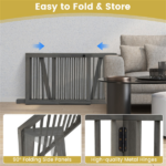 Adjustable Expandable Wooden Pet Gate 22 Inch Tall Freestanding Safety Fence, Gray Pine Wood Slide Dog Gate Easy Assembly for Home & Office Entryways - Image 8