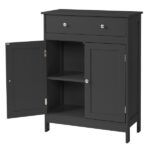 Black particleboard with melamine veneer, 60*30*80cm, double doors, single drawer, bathroom vanity - Image 4