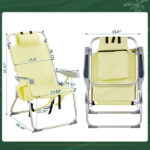 63*70*99cm Heightened Oxford Cloth Silver White Aluminum Tube Bearing 100kg Beach Chair Yellow - Image 14