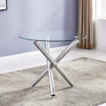 90*90*75cm Round Glass Dining Table Transparent Glass Table Leg Cross Design - Image 14