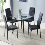 4pcs Elegant Assembled Stripping Texture High Backrest Dining Chairs Black Replace encoding 13028198-18410366 - Image 132