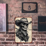 CIFbuy Vintage Skull Cowboy Tin Sign, Rustproof UV Resistant" Metal Wall Art, Retro European American Farmhouse Decor, American Farmhouse Decor, Durable 2D Flat U UV RikTok, UV RikTok, t Self-pickup Logiopics - Image 2