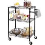 3-Tier New Multipurpose Rolling Cart, Black Color, 495lbs Load Capacity - Image 4