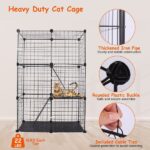 Cat Cage DIY Indoor Pet Home Small Animal House Detachable Playpen with 3 Doors 3 Tiers for Kitten Puppy Bunny Exercise. (Black 28.15x13.97x42.12in) - Image 2