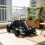 Black 24V Kids Go Kart – 7.5 MPH with Slow Start, Adjustable Seat for Lawn Play - Image 6