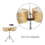 [Do Not Sell on Amazon] 13" & 14" Timbales Drum Set with Stand and Cowbell Golden - Image 17
