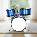 14"x10" 3-Pieces Junior Kids Drum Set Kit Pedal Drum Stick Wrench Drum Stool Dark blue - Image 7