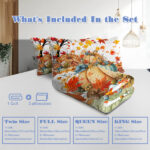 3PCS Colorful Oil Painting Pumpkin Pattern Quilt Set Queen Size for All Seasons Flower Fall Leaves Bedding Set with 2 Pillowcases for Kids Adults Thanksgiving Day Gifts temu is self-pickup only) - Image 6