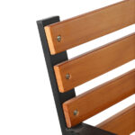 48" Hardwood Slotted Steel Cast Iron Frame Outdoor Patio Garden Bench Park Seat - Image 4
