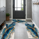 Three-piece kitchen rug set, non-slip and washable, abstract pattern kitchen hallway rug, soft and comfortable, suitable for sinks, floors, entrances, hallways and bathrooms. - Image 7