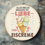 CIFbuy 1pc 8x8 Inch Round French Aluminum Sign, Vintage Love And Ice Cream Decorative Plaque, Dessert House Wall Art For Kitchen Cafe R TikTok, TikTok, Self-pickup Logiopics - Image 4