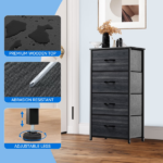 4-Drawer Dresser, Organizer Unit for Adult for Bedroom, Living Room, Charcoal Black - Image 5