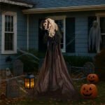 5.7ft Halloween Decorations Outdoor Life Size Animatronics Wizard with Pumpkin Face, Sound-Actived Party Decor with Creepy Sound , Scary Haunted House Props for Garden Yard Lawn - Image 13