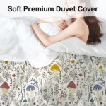 Colorful Mushroom Duvet Cover Full - Soft Mushroom Bedding Set with Wild Plants and Flower 3 Piece Aesthetic Mushroom Bed Set for Woman Adult (Full, Cream) - Image 4