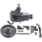 Black Steel Power Steering Pump With Bracket Kit & Pulley Fit for Small Block Chevy 265 283 305 327 350 383 and 400 Engines