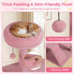 52" Tall Cat Tree Tower with Perches & Condos, Multi-Cat Playground with Scratching Posts (Pink) - Image 10