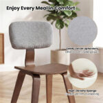 Set of 2 Dining Chair Set (Grey&Walnut), Teddy Velvet Upholstery & Plush Padded Design - Image 8