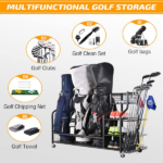 4 Golf Bag Organizer Garage Storage, Extra Large Golf Bag Storage Rack for Golf Bag, Golf Clubs and Golf Accessories, Golf Storage for Garage, Golf Clubs, Basement - Image 5