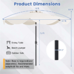 10 Ft Solar Powered Patio Umbrella with 24 LED Lights, Beige Outdoor Market Umbrella - Image 6