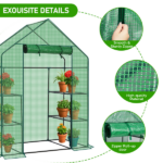 Mini Walk-in Greenhouse with PE Cover, 4-Shelf Indoor Outdoor Plant Gardening Green House for Garden Backyard, 56" x 29" x 77", Green - Image 12
