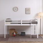 Elevated Cross Bracing Straight Ladder Twin Pine Wooden Bed White - Image 19