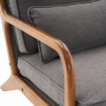 Same Code 33734058 Oak Armrest Oak Upholstered Single Lounge Chair Indoor Lounge Chair Dark Grey - Image 7