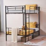 Same Code 12883671 Iron Bed Bunk Bed with Ladder for Kids Twin Size Black - Image 47