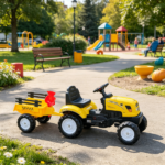 Yellow Kids Pedal Go Kart Tractor – Ride on Toy with Shovel & Rake for Outdoor Construction Play - Image 7