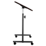 Multifunctional Adjustable Bedside Table MDF + Iron Movable Sofa Side Table 4-Wheeled Small Computer Desk with Brakes 26.5*16.5*27~44in Dark Wood Grain Color - Image 13