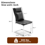 Dining chair set (2 pieces) modern leather imitation soft cushion dining chair, with soft cushion backrest and electroplated legs, suitable for kitchen/living room/dining room,Black - Image 2