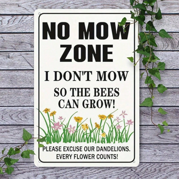 CIFbuy 1PC No Mow Zone Bee Metal Yard Sign 8x12 Inch, Humorous Pardon The Weeds We Are Feeding The Bees Floral Design Unframed Sign, Wa TikTok, TikTok, We Are Feeding The Bees Floral Design Unframed Sign Self-pickup Logiopics