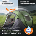 4 Person Pop Up Tent for Camping, Waterproof Instant Family Tent with Front Awning, Automatic Tent Throw Pop Up Instant Flip Pop Tent for Camping, Green - Image 8