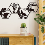 CIFbuy™ Iron Hexagon Forest Animal Wall Art Set, Rustic Outdoor Style Wall Hanging, Nature Theme Home Decor (TikTok, Temu: Self-pickup available) - Image 6