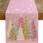 Christmas Table Runner 13x72 Inch, Xmas Trees Snowflakes Holiday Decorative Farmhouse Table Decoration for Kitchen Dinning, Indoor Outdoor Dinner Party Decor - Image 4