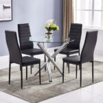90*90*75cm Round Glass Dining Table Transparent Glass Table Leg Cross Design - Image 11