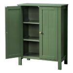 Forest Green MDF Painted with Vertical Stripes, 60*30*80cm, Double Door Bathroom Vanity - Image 4