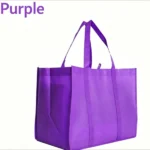 Purple 4-piece reusable non-woven shopping tote bag, large capacity waterproof and environmentally friendly shopping bag, reinforced handle design, blank customizable gift storage tote bag, suitable for supermarket procurement