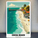 CIFbuy 1pc Retro Cocoa Beach Florida Metal Tin Sign, Vibrant Coastal Paradise Travel Poster Wall Art, Durable Iron Home Decor TikTok, TikTok, ravel Poster Wall Art Self-pickup Logiopics