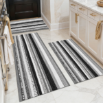Three-piece kitchen rug set, non-slip and washable, abstract pattern kitchen hallway rug, soft and comfortable, suitable for sinks, floors, entrances, hallways and bathrooms.