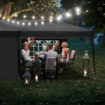10'x20' Instant Pop Up Canopy Tent Black, 6 Panels 2 Doors 4 Mesh Windows, 28/22mm Powder Coated Steel Frame, 10x20mm Crossbar, 210D Oxford Folding Outdoor Tent with Carry Bag No Sandbags - Image 31