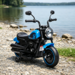 6V Blue Kids Electric Motorcycle: Training Wheels, Single-Button Start – Toddler Toy