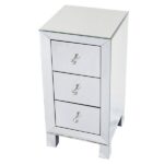 Modern and Contemporary Mirrored 3-Drawers Nightstand Bedside Table - Image 8