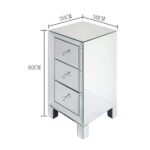 Modern and Contemporary Mirrored 3-Drawers Nightstand Bedside Table - Image 9