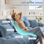 Cloud Couch 2 Seater Sofa for Living Room, Chenille 2 - Seat sofa with 2 Lumbar pillows and 2 throw pillows,Chenille Blue - Image 8