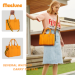 Canvas Tote Bag for Women Top Handle Handbag Crossbody Tote Bag for Women-Orange - Image 4
