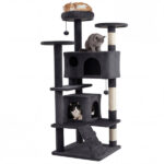 52" Tall Cat Tree Tower with Perches & Condos, Multi-Cat Playground with Scratching Posts (Dark Gray) - Image 2