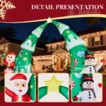 15FT Lighted Christmas Inflatable Archway, Inflatable Christmas Tree Arch with Santa and Snowman, Blow Up Yard Decorations with Built-in LED Lights for Holiday Party Front Yard Lawn Garden Decor - Image 3